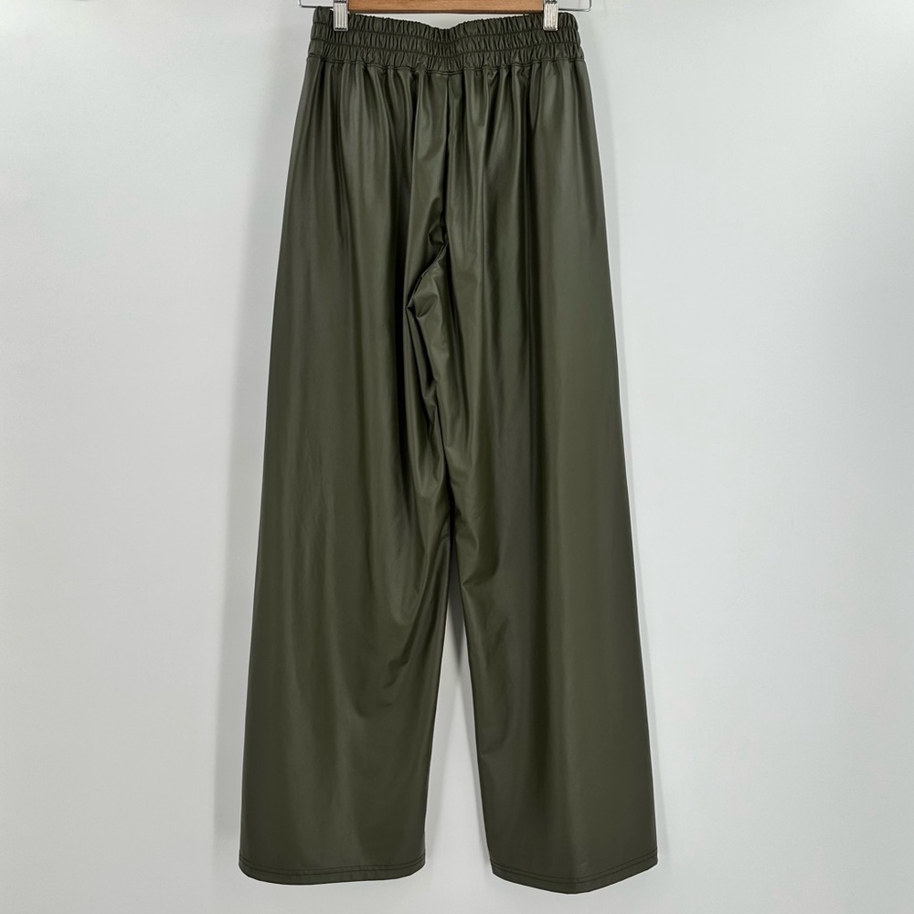 Offline by Aerie Sage Green Real Luxe Faux Leather Wide Leg Pants Size Small - Picture 4 of 13